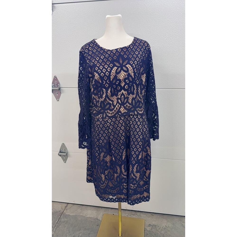 Eliza J Navy Lace Overlay Dress Size 16